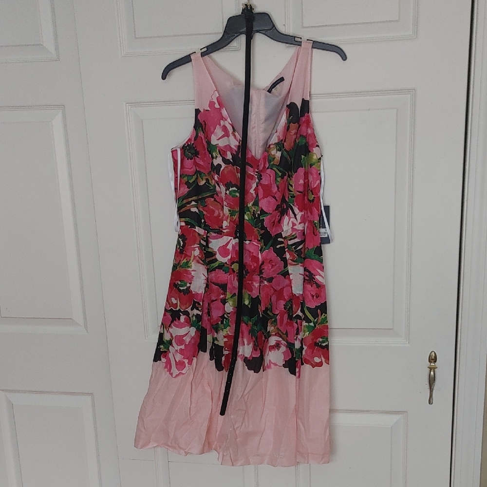 Tommy Hilfiger Pink and Black Floral Kids Dress With Black Belt